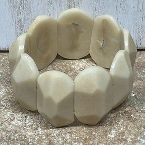 Cream Faceted Stretch Bracelet - Women's Fashion Bracelet